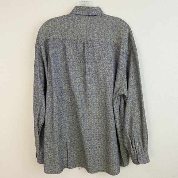 Jhane Barnes Button Down Shirt Men L Purple Pattern Japanese Woven Fabric Vtg - Picture 3 of 16